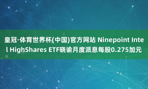 皇冠·体育世界杯(中国)官方网站 Ninepoint Intel HighShares ETF晓谕月度派息每股0.275加元