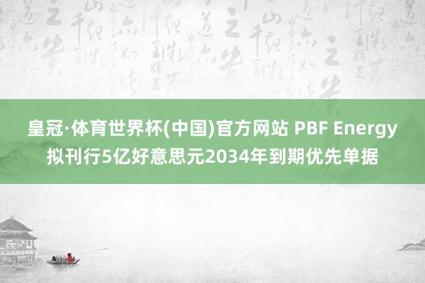 皇冠·体育世界杯(中国)官方网站 PBF Energy拟刊行5亿好意思元2034年到期优先单据