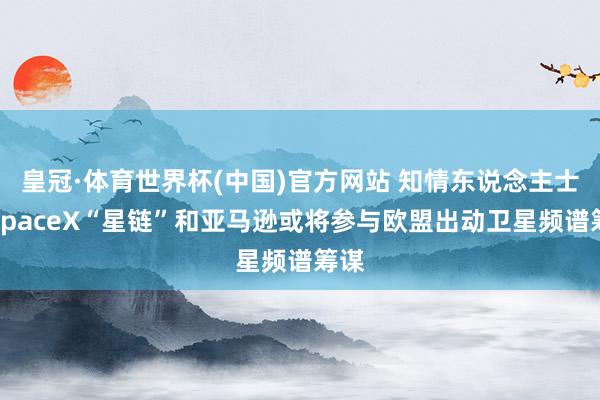 皇冠·体育世界杯(中国)官方网站 知情东说念主士:SpaceX“星链”和亚马逊或将参与欧盟出动卫星频谱筹谋
