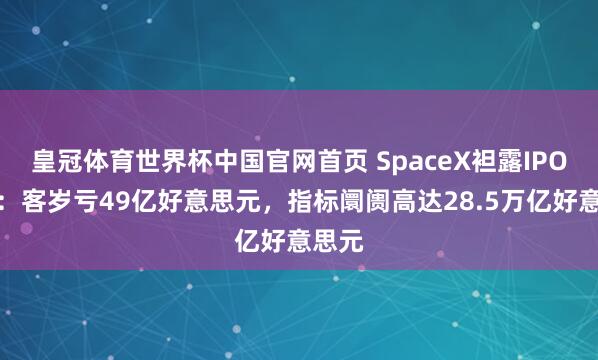 皇冠体育世界杯中国官网首页 SpaceX袒露IPO文献:客岁亏49亿好意思元,指标阛阓高达28.5万亿好意思元