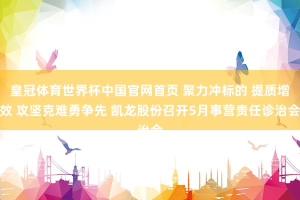 皇冠体育世界杯中国官网首页 聚力冲标的 提质增效 攻坚克难勇争先 凯龙股份召开5月事营责任诊治会