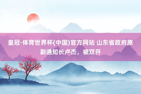 皇冠·体育世界杯(中国)官方网站 山东省政府原副通知长卢杰,被双开