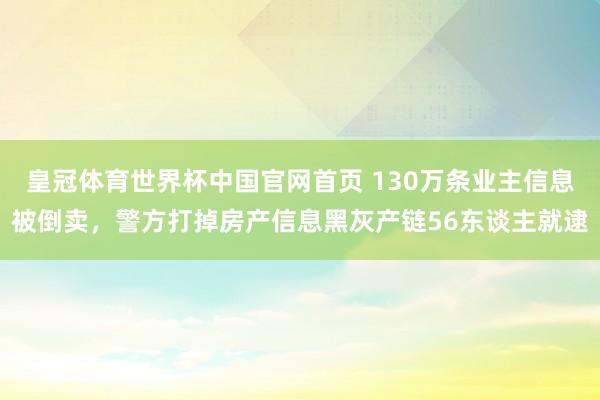 皇冠体育世界杯中国官网首页 130万条业主信息被倒卖,警方打掉房产信息黑灰产链56东谈主就逮