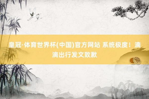 皇冠·体育世界杯(中国)官方网站 系统极度！滴滴出行发文致歉