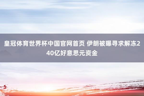 皇冠体育世界杯中国官网首页 伊朗被曝寻求解冻240亿好意思元资金