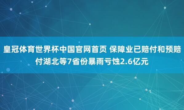 皇冠体育世界杯中国官网首页 保障业已赔付和预赔付湖北等7省份暴雨亏蚀2.6亿元