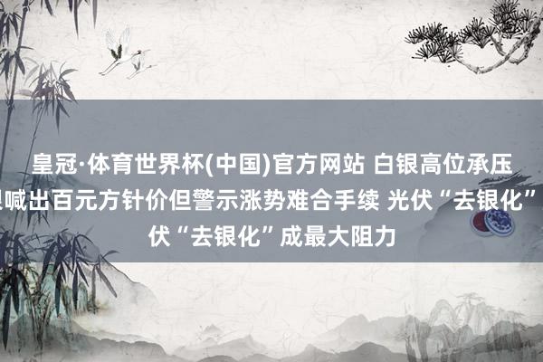 皇冠·体育世界杯(中国)官方网站 白银高位承压!好意思银喊出百元方针价但警示涨势难合手续 光伏“去银化”成最大阻力