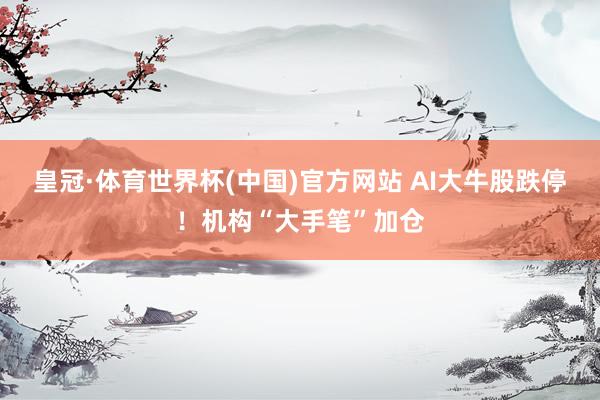 皇冠·体育世界杯(中国)官方网站 AI大牛股跌停!机构“大手笔”加仓