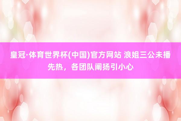 皇冠·体育世界杯(中国)官方网站 浪姐三公未播先热,各团队阐扬引小心