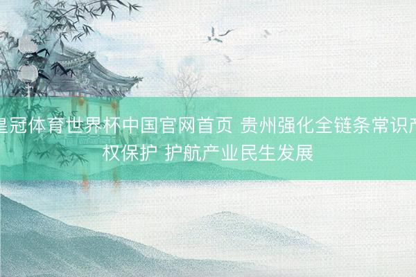皇冠体育世界杯中国官网首页 贵州强化全链条常识产权保护 护航产业民生发展