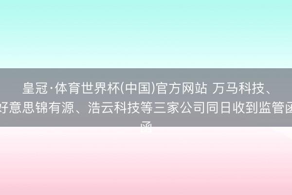 皇冠·体育世界杯(中国)官方网站 万马科技、好意思锦有源、浩云科技等三家公司同日收到监管函