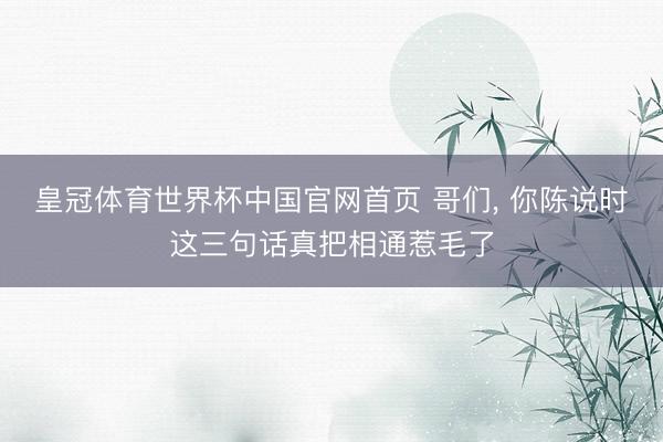 皇冠体育世界杯中国官网首页 哥们, 你陈说时这三句话真把相通惹毛了